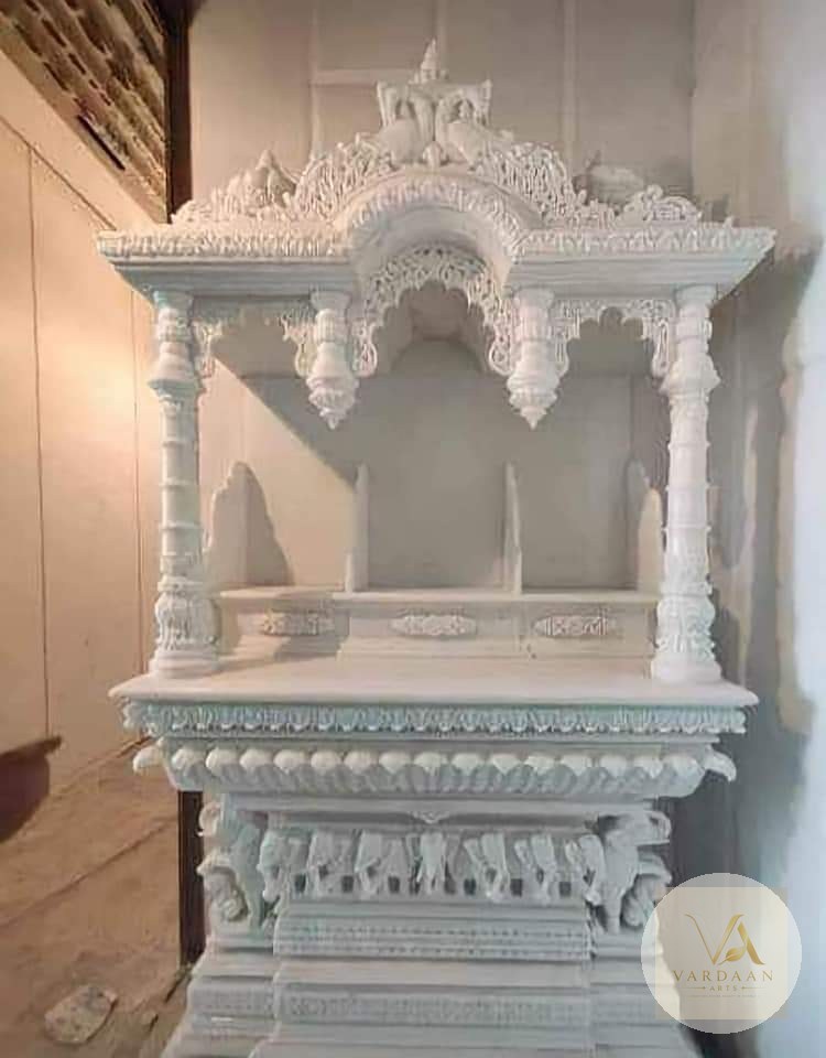 Rajwada Hanging-Finial Mandir — hand-carved Makrana marble Indoor Temples for home by Vardaan Arts
