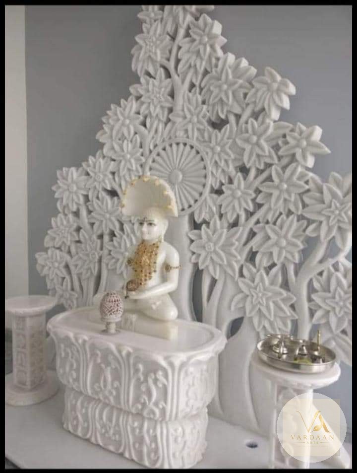 Mahavir Swami Kalpavriksha Sthapana — hand-carved Makrana marble Indoor Temples for home by Vardaan Arts