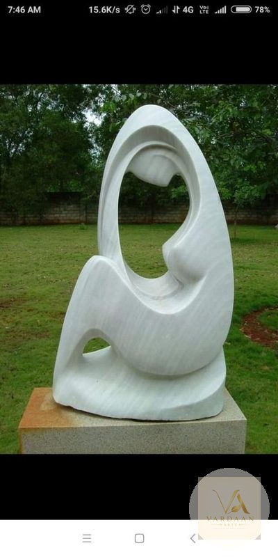 Abstract Mother & Child — hand-carved Makrana marble Modern Art for home by Vardaan Arts