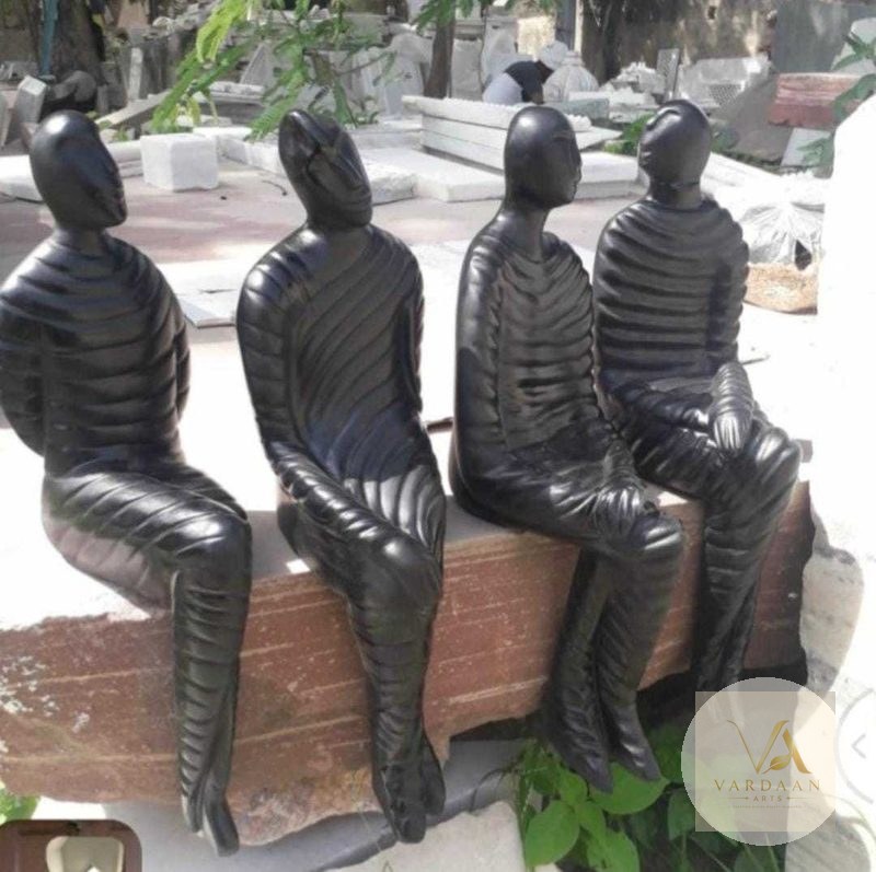 The Gathering (Set of 4) — hand-carved Makrana marble Modern Art for home by Vardaan Arts