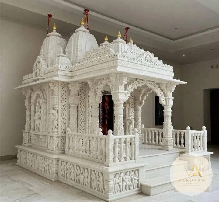 Grand Somnath-Style Mandir — hand-carved Makrana marble Outdoor Temples for home by Vardaan Arts