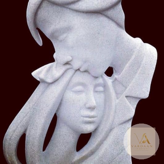Divine Embrace Sculpture — hand-carved Makrana marble Showpieces for home by Vardaan Arts