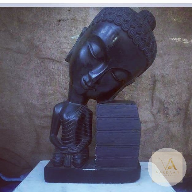 Contemplative Black Buddha — hand-carved Makrana marble Showpieces for home by Vardaan Arts