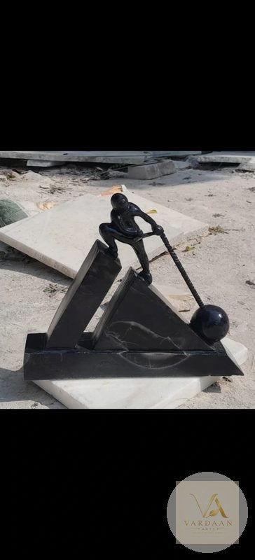 The Pull (Black Marble) — hand-carved Makrana marble Showpieces for home by Vardaan Arts
